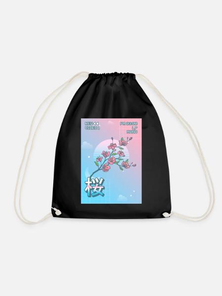 Kirschblüte Sakura Vaporwave Ästhetische VCR Gesch - Turnbeutel - Schwarz