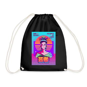 Geisha Japonais Vaporwave Esthétique Rétro VCR Ge - Sac de sport léger - noir - Devant