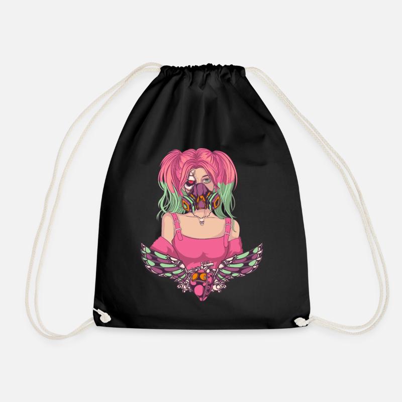 Cyborg Anime Mädchen Cyber Punk Cyber Ästhetisches - Turnbeutel - Schwarz
