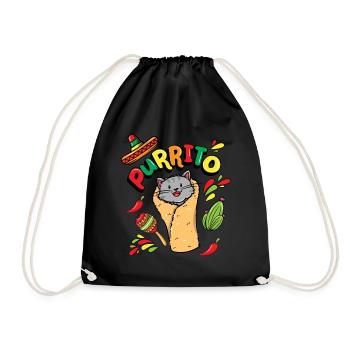 Purrr Cussion Katze Shirt, Katzenliebhaber Shirt, - Turnbeutel - Schwarz - Vorne