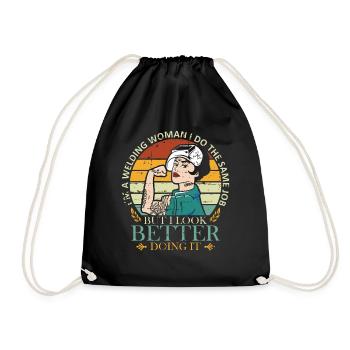 Welders Gifts, Funny Welder Welder Shirt, Welding - Drawstring Bag - black - Front