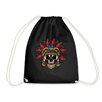 Quetzalcoatl Aztec Gothic Skull Goth Maya Inca G - Drawstring Bag - black - Front