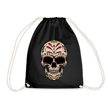 Quetzalcoatl Aztec Gothic Skull Goth Maya Inca G - Drawstring Bag - black - Front