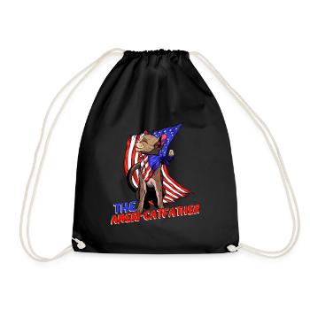 Ameri-catfather July 4 Independence Day - Drawstring Bag - black - Front