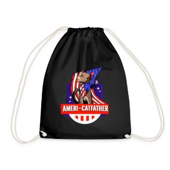 Ameri-catfather July 4 Independence Day - Drawstring Bag - black - Front