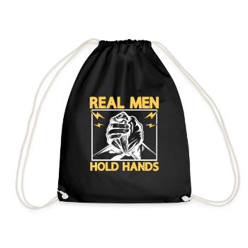 Men Hold Hands Arm Press - Arm Wrestling - Drawstring Bag - black - Front