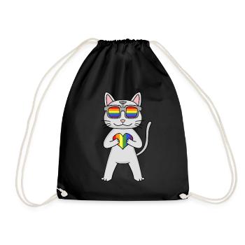 LGBT Katze Devon Rex Regenbogen - Turnbeutel - Schwarz - Vorne