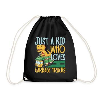 Just a kid who loves garbage trucks and recycling - Drawstring Bag - black - Front