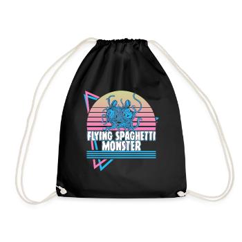 Flying Spaghetti Monster Pastafari FSM Atheist Ges - Drawstring Bag - black - Front