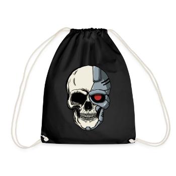 Cyborg Skull Cyber Punk Cyber Aesthetics Gift - Drawstring Bag - black - Front