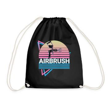 Airbrush Sprühfarbe Retro Geschenk - Turnbeutel - Schwarz - Vorne