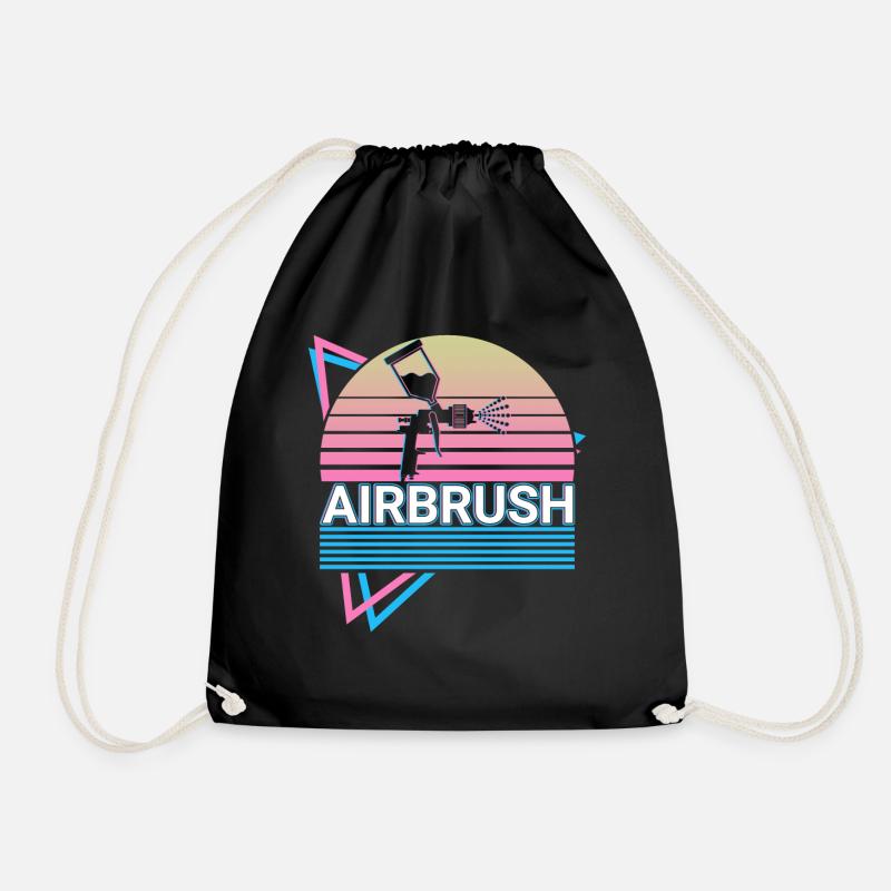 Airbrush Spray Paint Retro Gift - Drawstring Bag - black