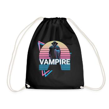 Vampire Halloween Bloodsucker Retro Gift - Drawstring Bag - black - Front
