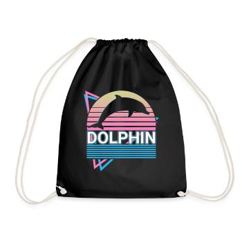 Cadeau rétro dauphin - Sac de sport léger - noir - Devant