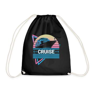 Cruise Ship Retro Gift - Drawstring Bag - black - Front