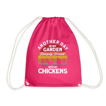 Gardening Gardener Chicken Farmer Chicken Feeder - Drawstring Bag - fuchsia - Front