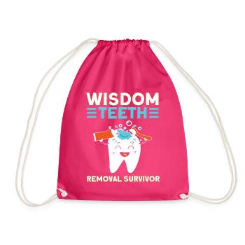 Weisheitszähne Weisheitszahn Patient Zahnarzt - Turnbeutel - Fuchsia - Vorne