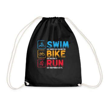 Schwimmen Radfahren Laufen Triathlon Athlet - Turnbeutel - Schwarz - Vorne