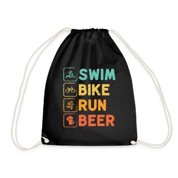 Schwimmen Radfahren Laufen Bier Triathlon Athlet - Turnbeutel - Schwarz - Vorne