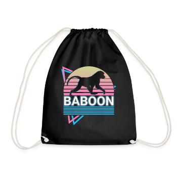 Baboon Retro Gift - Drawstring Bag - black - Front