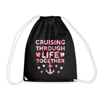 Croisière ensemble à travers la lune de miel de la vie Tie Dye - Sac de sport léger - noir - Devant