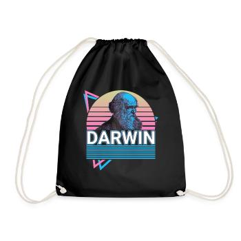 Charles Darwin Evolutionstheorie Retro Geschenk - Turnbeutel - Schwarz - Vorne