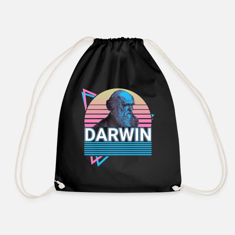 Charles Darwin Evolutionstheorie Retro Geschenk - Turnbeutel - Schwarz