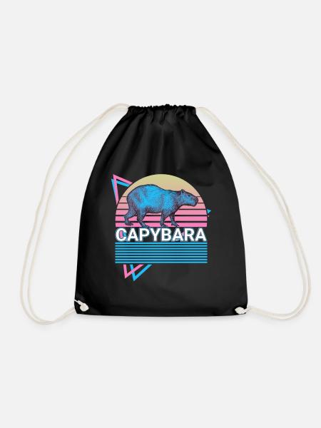 Capybara Retro Geschenk - Turnbeutel - Schwarz