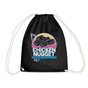 Chicken Nugget Retro Gift - Drawstring Bag - black - Front