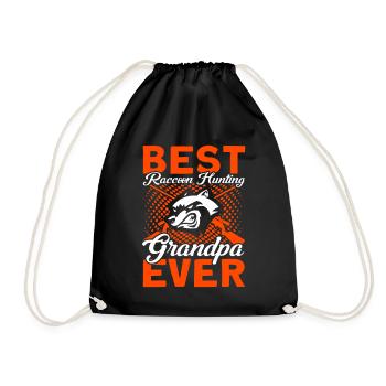 Grandpa Raccoon Hunting Raccoon Hunter Hunting Holiday - Drawstring Bag - black - Front