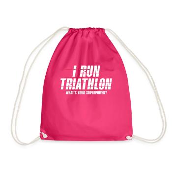 I Run Triathlon Triathlon Athlete Swimming - Drawstring Bag - fuchsia - Front
