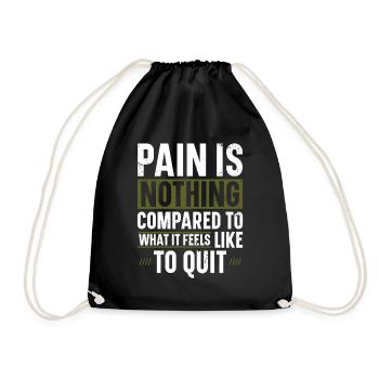 Pain is nothing runner marathon clothing - Drawstring Bag - black - Front