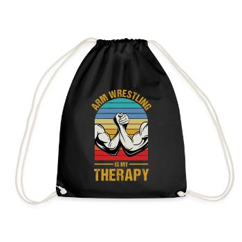 Arm wrestling is my therapy Arm pusher combat spor - Drawstring Bag - black - Front