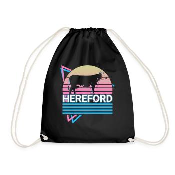 Hereford Beef Hereford Cow Farmer Retro Gift - Drawstring Bag - black - Front