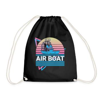 Airboat Airboat Driving FanBoat Retro Gift - Drawstring Bag - black - Front