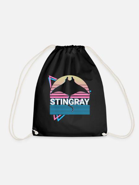 Stachelrochen Manta Rochen Retro Geschenk - Turnbeutel - Schwarz