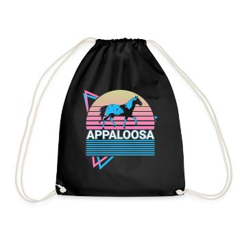 Appaloosa Horse Retro Gift - Drawstring Bag - black - Front