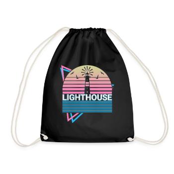 Lighthouse Retro Gift - Drawstring Bag - black - Front