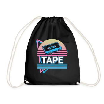 Cassette Tape Retro Gift - Drawstring Bag - black - Front