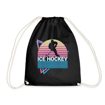 Eishockey Retro Geschenk - Turnbeutel - Schwarz - Vorne