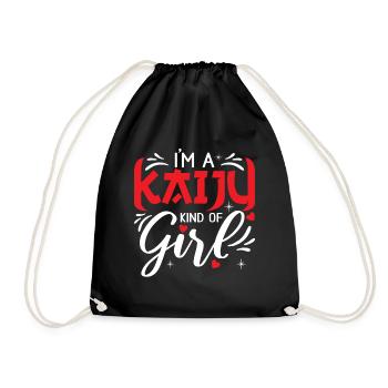 Funny Kaiju Japanese Monster Gift - Drawstring Bag - black - Front