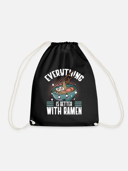 Everything is better with ramen lovers Japan - Drawstring Bag - black