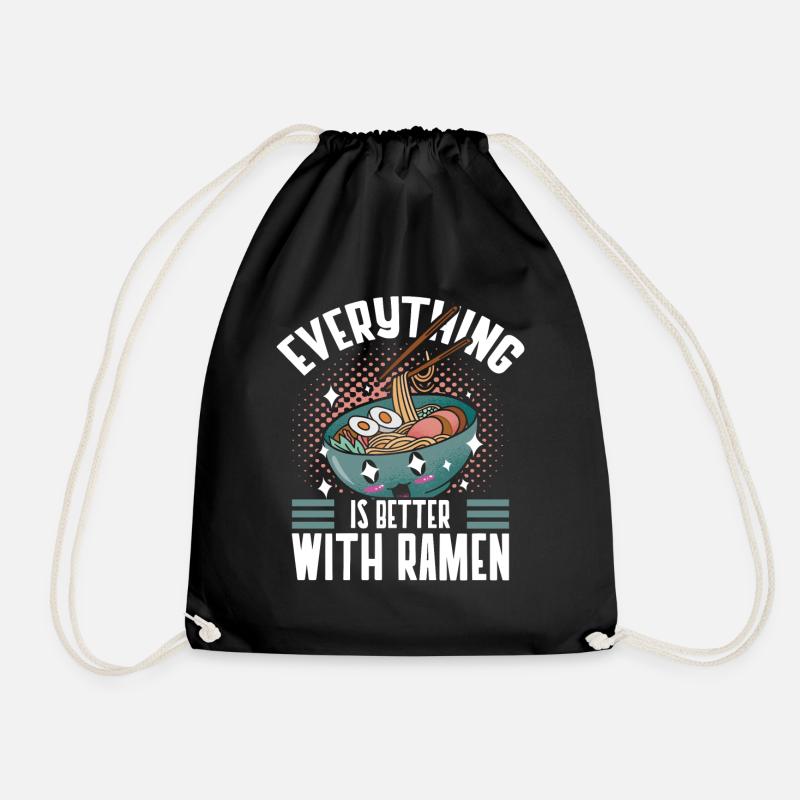 Everything is better with ramen lovers Japan - Drawstring Bag - black