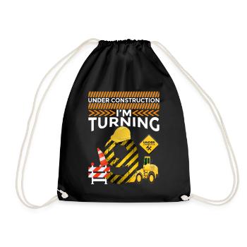 I will be 9 9th birthday construction theme party - Drawstring Bag - black - Front