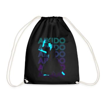 Aikido Japanese Martial Arts Retro Gift - Drawstring Bag - black - Front