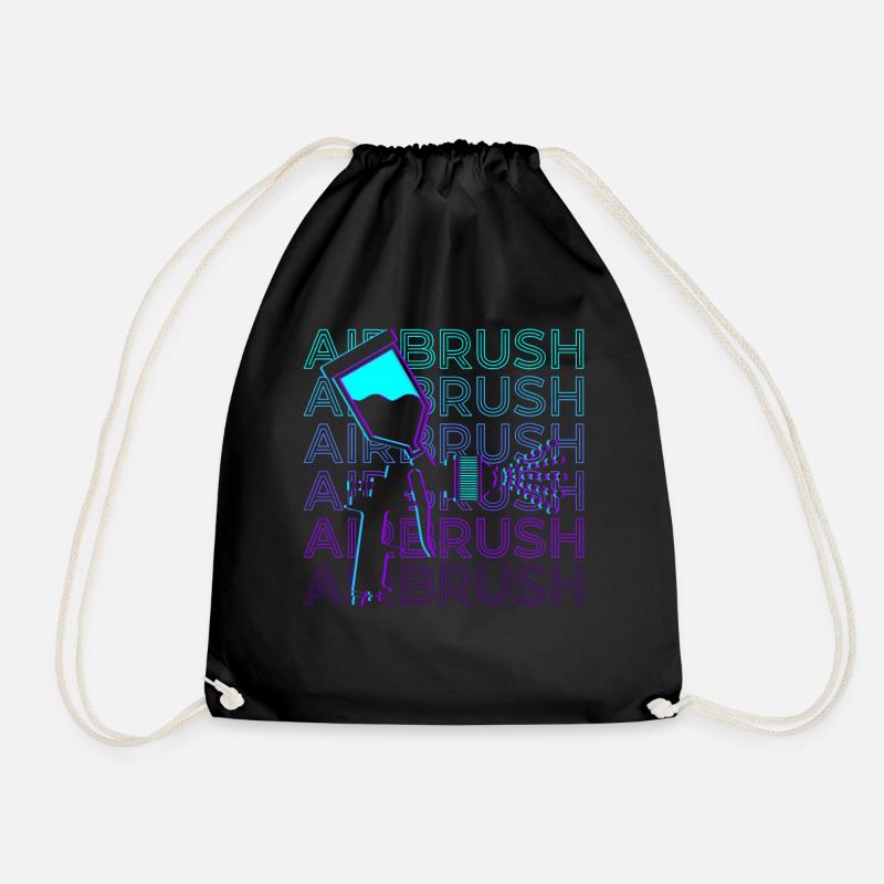 Airbrush Spray Paint Retro Gift - Drawstring Bag - black