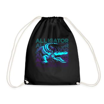 Alligator Krokodil Gator Retro Geschenk - Turnbeutel - Schwarz - Vorne