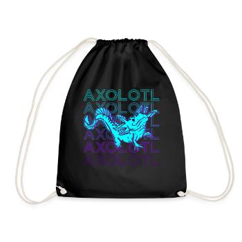 Axolotl Retro Gift - Drawstring Bag - black - Front