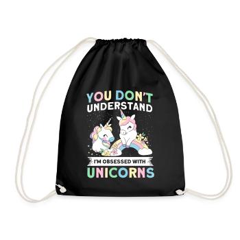 Obsessed Dragon Unicorn Unicorn Lovers - Drawstring Bag - black - Front
