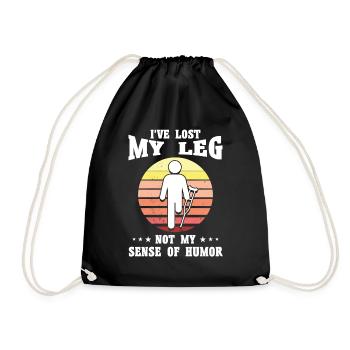 Handicap Amputee Amputation Prosthetic Leg - Drawstring Bag - black - Front